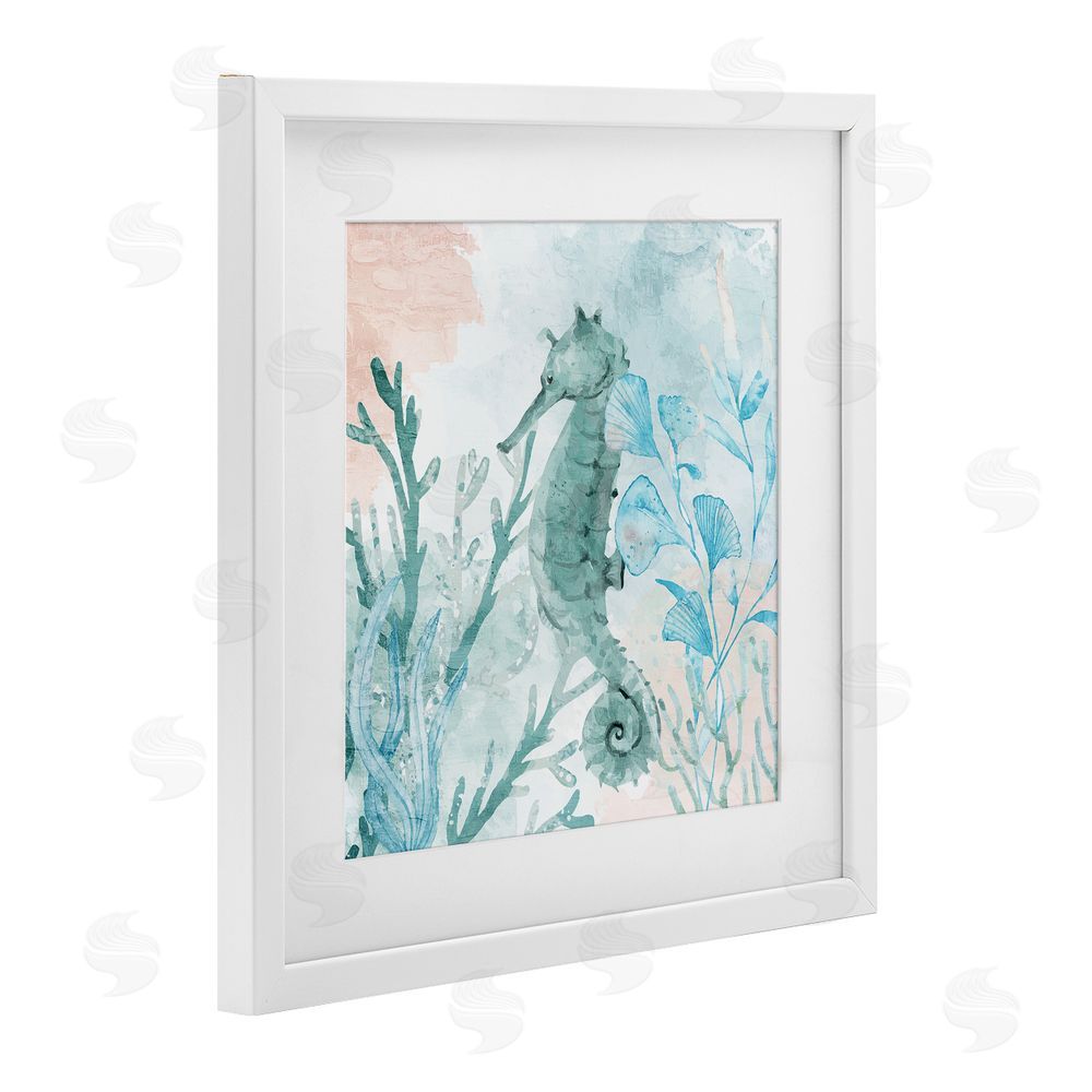 Kim Allen Seahorse Sea Swim White Framed Print Under Glass Wall Art