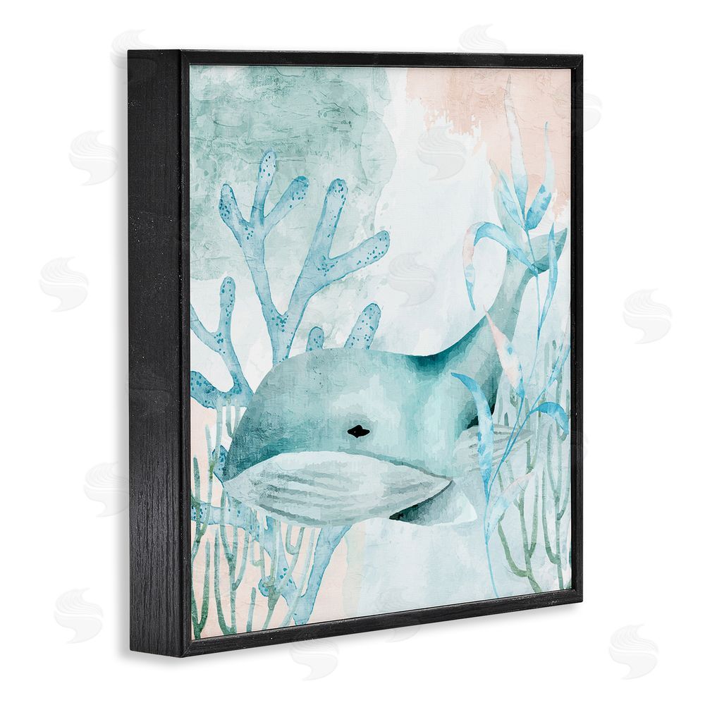 Kim Allen Whale Sea Swim Black Framed Giclee Wall Art Print