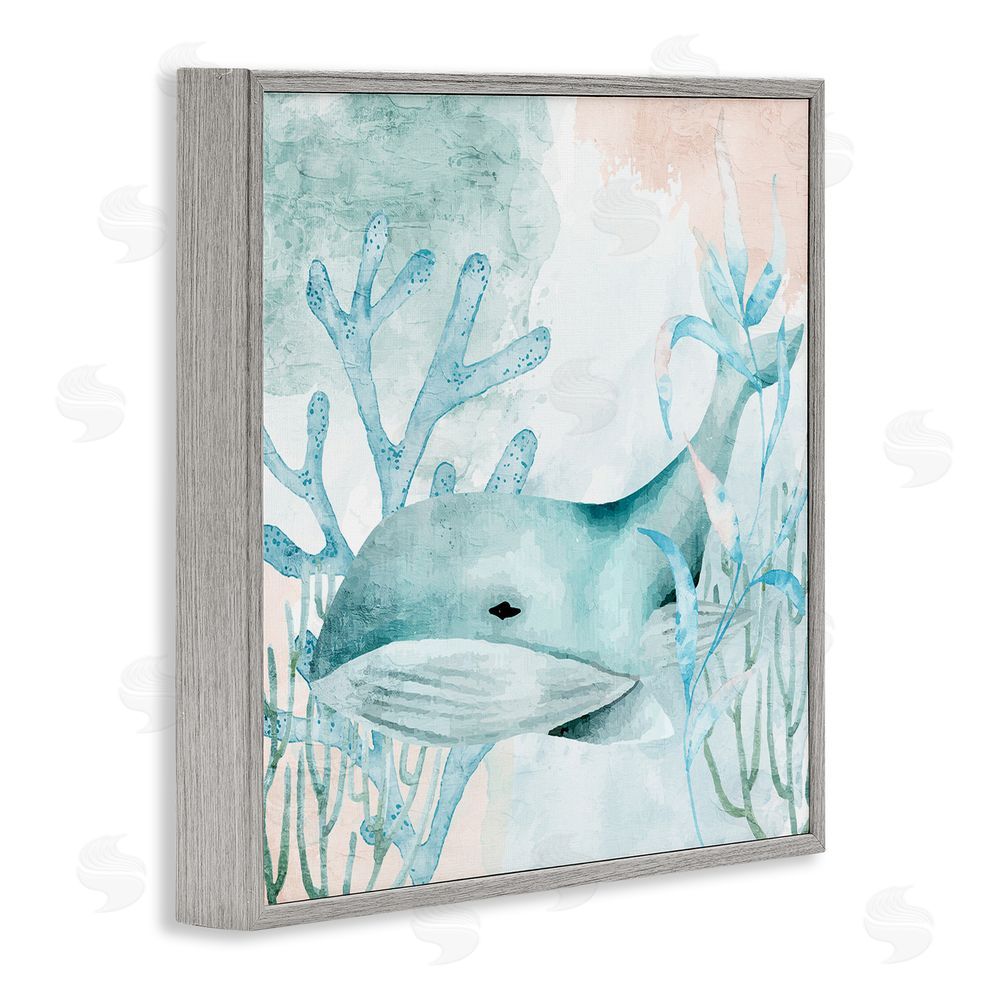 Kim Allen Whale Sea Swim Gray Framed Giclee Wall Art Print