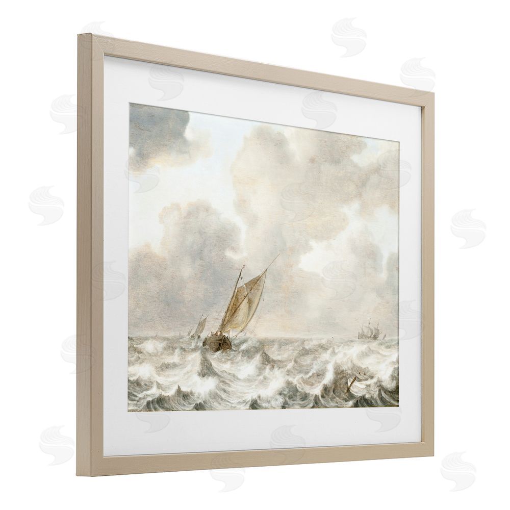 Leah Straatsma Vintage Stormy Seas Brown Framed Print Under Glass Wall Art