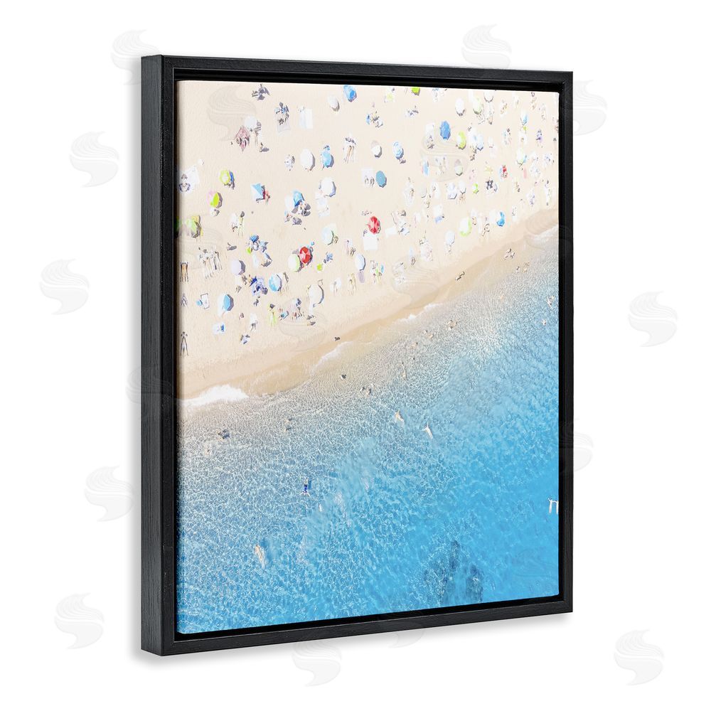 Leah Straatsma Happy Beach in Summer Black Floating Frame Canvas Wall Art Print