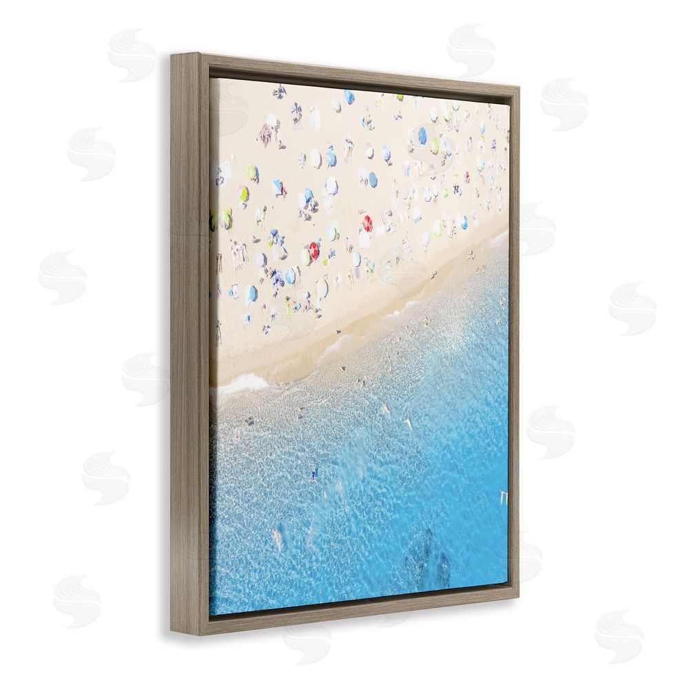 Leah Straatsma Happy Beach in Summer Brown Floating Frame Canvas Wall Art Print