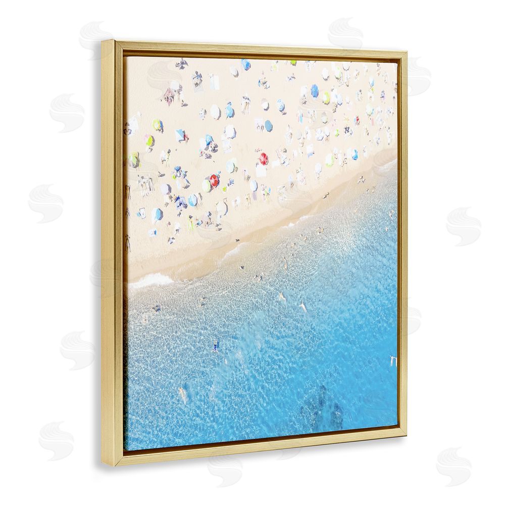 Leah Straatsma Happy Beach in Summer Gold Floating Frame Canvas Wall Art Print