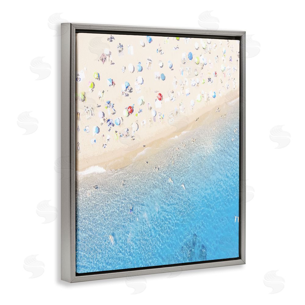 Leah Straatsma Happy Beach in Summer Gray Floating Frame Canvas Wall Art Print