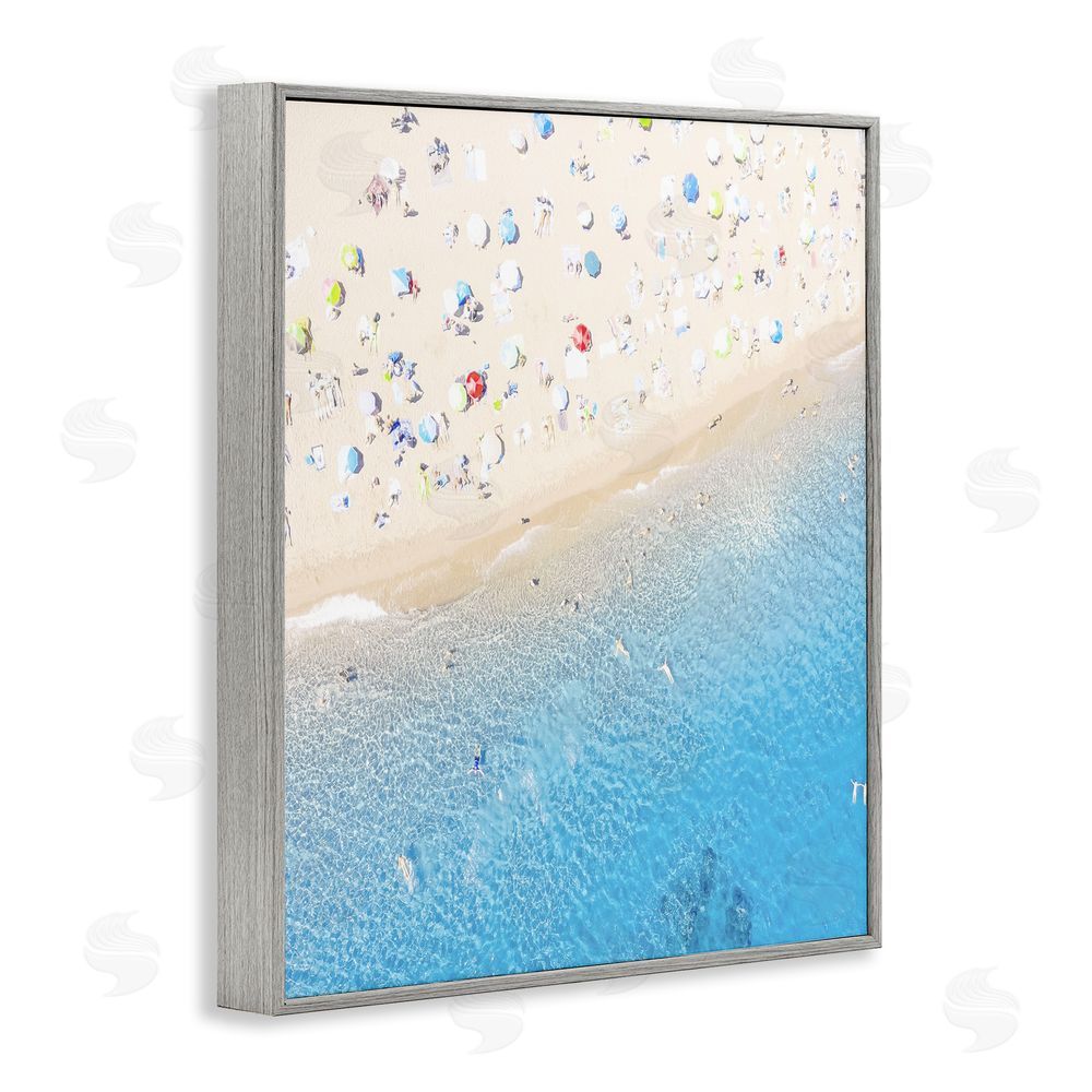 Leah Straatsma Happy Beach in Summer Gray Framed Giclee Wall Art Print