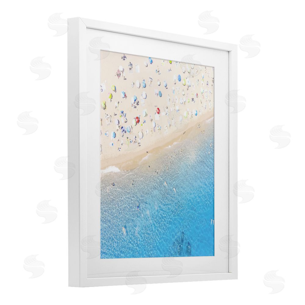 Leah Straatsma Happy Beach in Summer White Framed Print Under Glass Wall Art