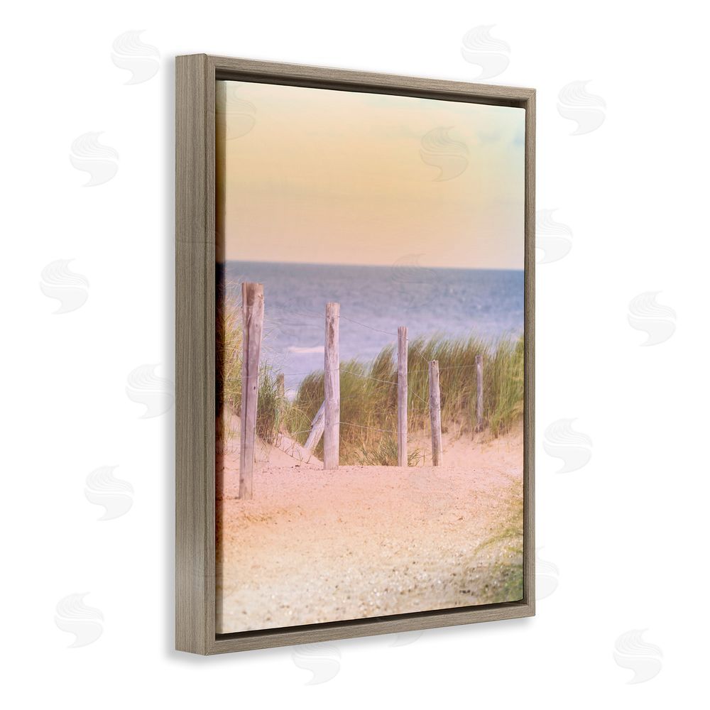 Marcus Prime Carefree Beach Vacation Brown Floating Frame Canvas Wall Art Print
