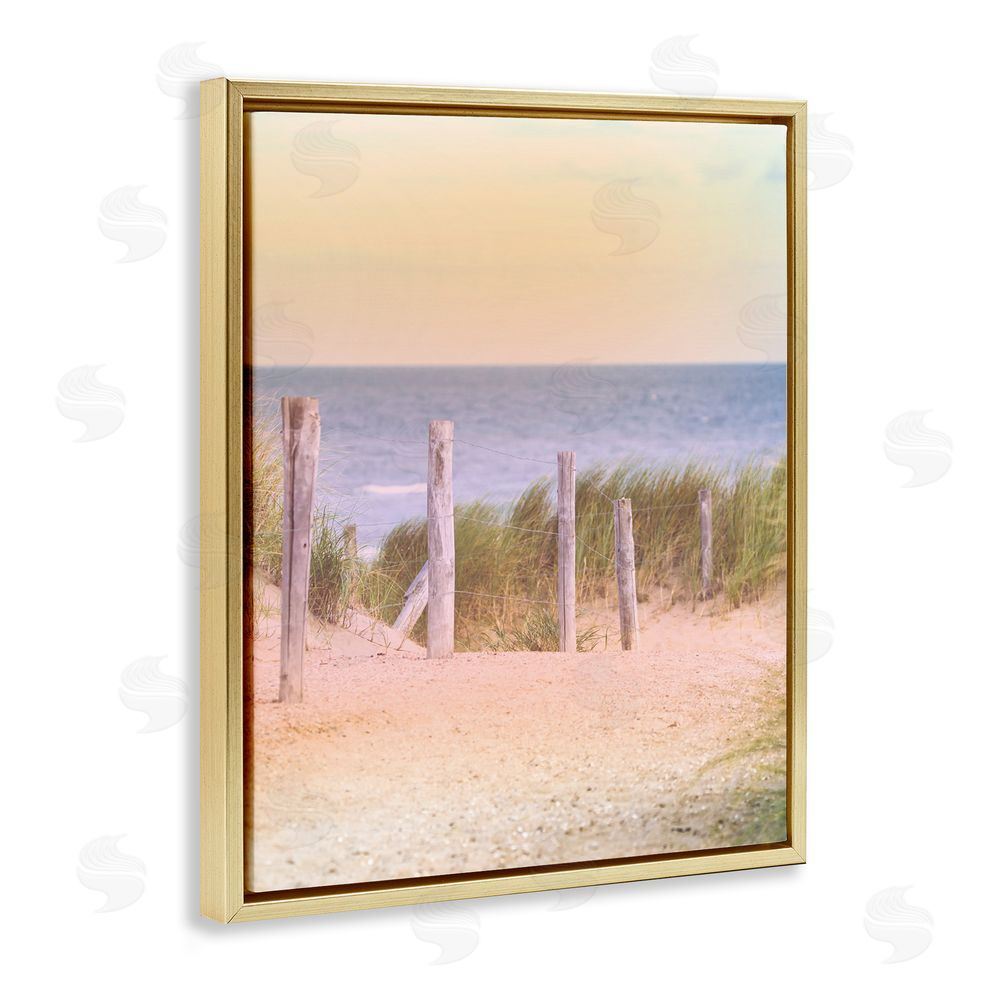 Marcus Prime Carefree Beach Vacation Gold Floating Frame Canvas Wall Art Print