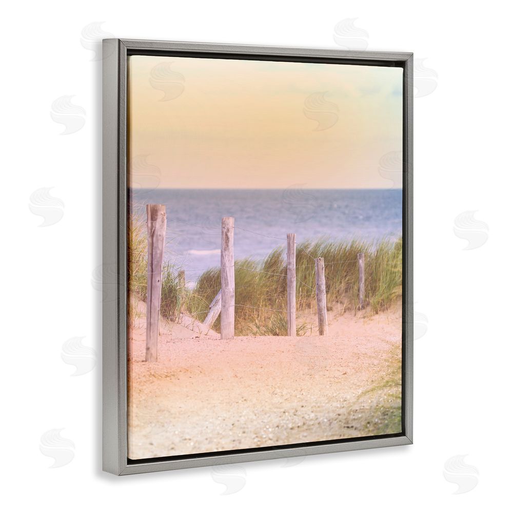 Marcus Prime Carefree Beach Vacation Gray Floating Frame Canvas Wall Art Print