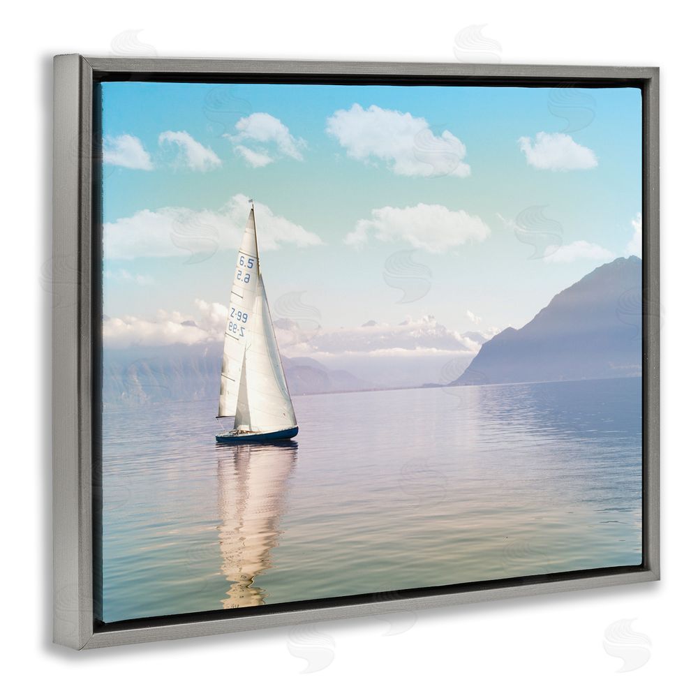Marcus Prime Ocean Sails Lounging Gray Floating Frame Canvas Wall Art Print
