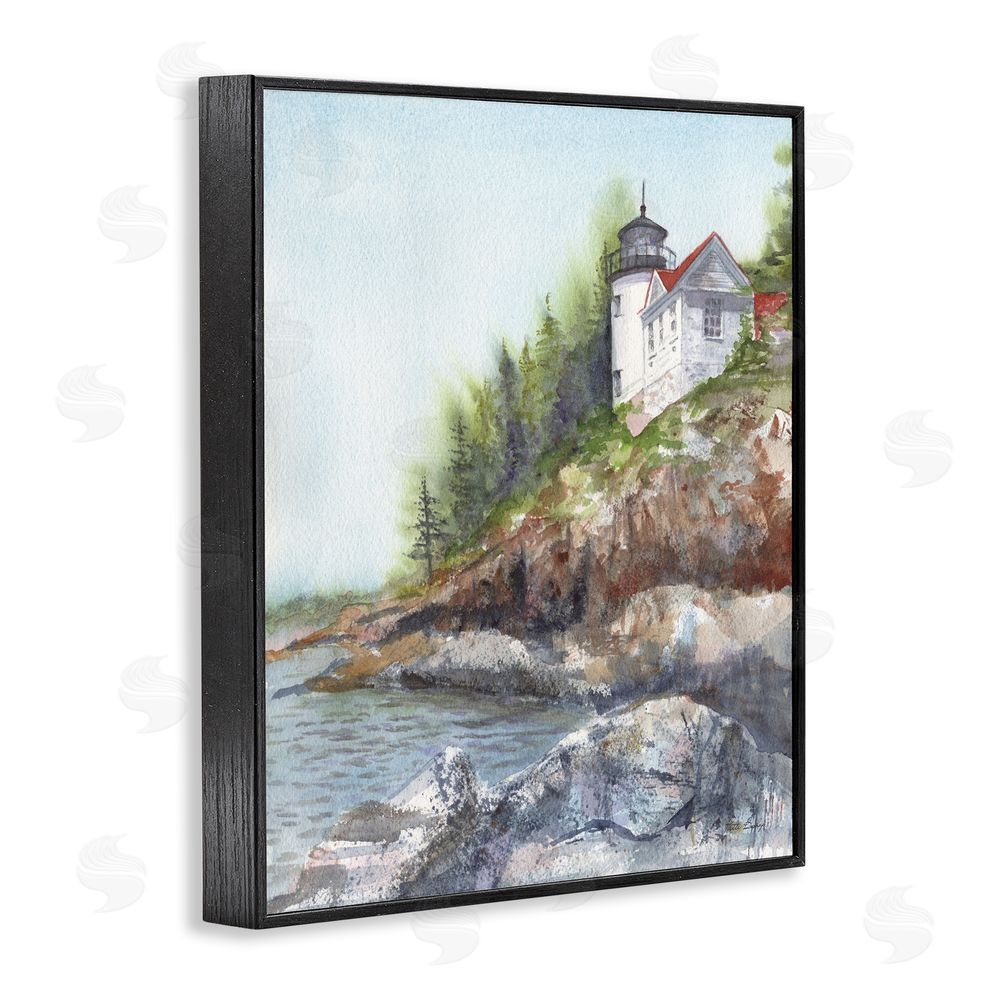 Patti Bishop Bass Harbor Lighthouse Black Framed Giclee Wall Art Print