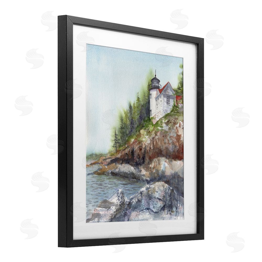 Patti Bishop Bass Harbor Lighthouse Black Framed Print Under Glass Wall Art