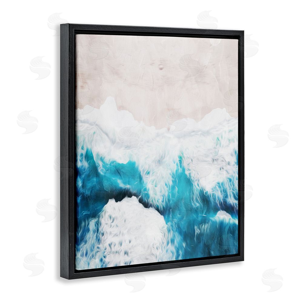 Milli Villa On The Beach Aerial Black Floating Frame Canvas Wall Art Print