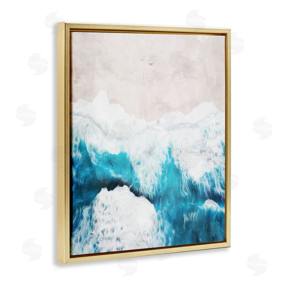 Milli Villa On The Beach Aerial Gold Floating Frame Canvas Wall Art Print