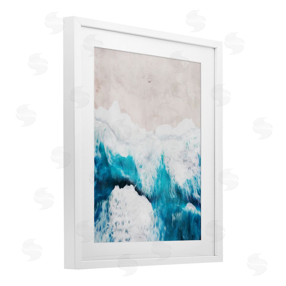 Milli Villa On The Beach Aerial White Framed Print Under Glass Wall Art