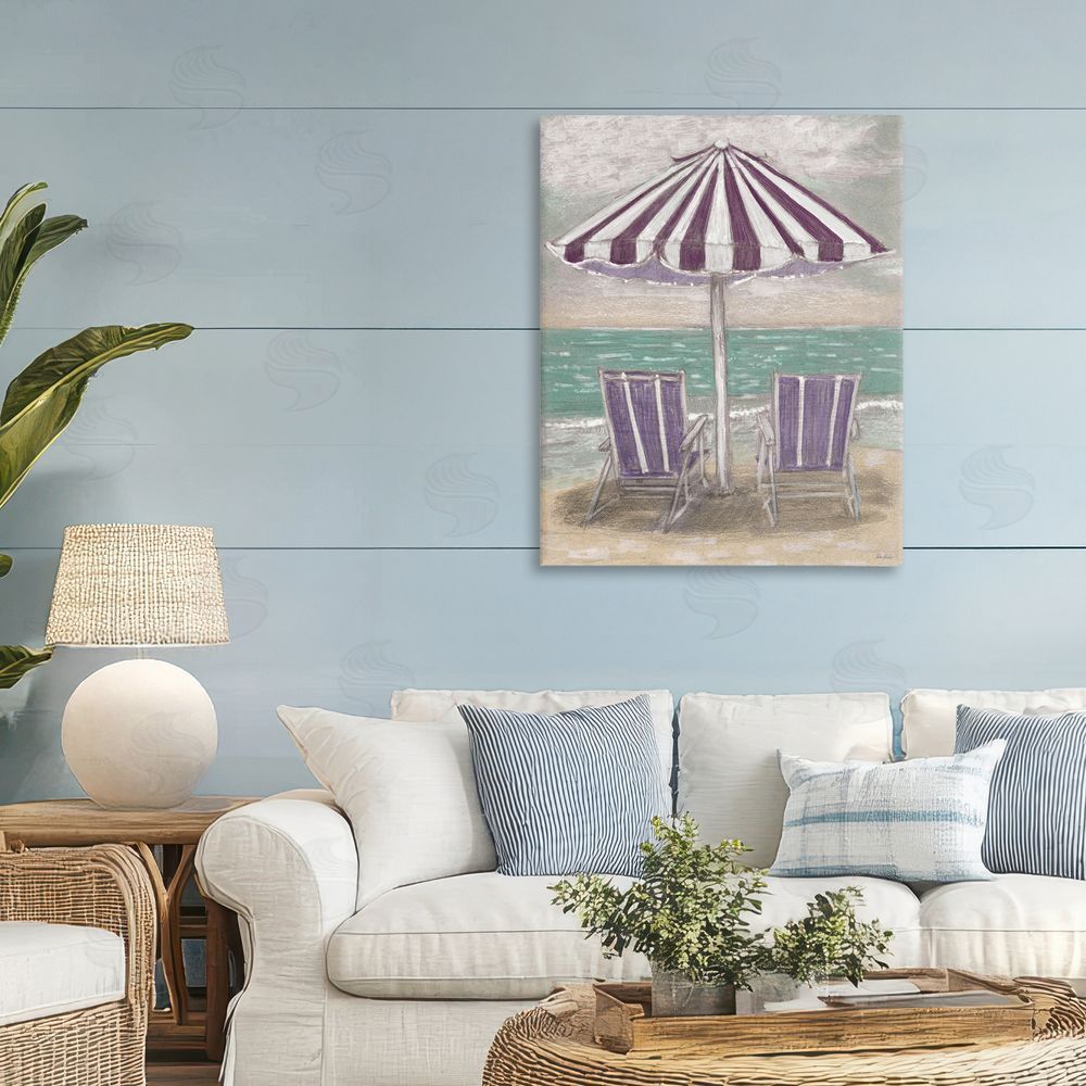 Patti Bishop Umbrella & Chairs on Beach 