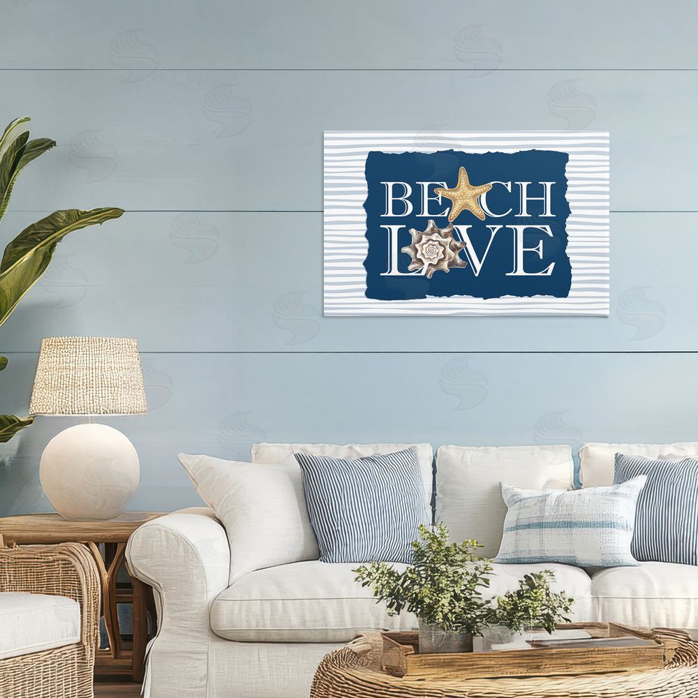 Kim Allen Beach Love Seashells Stretched Canvas Wall Art in Room