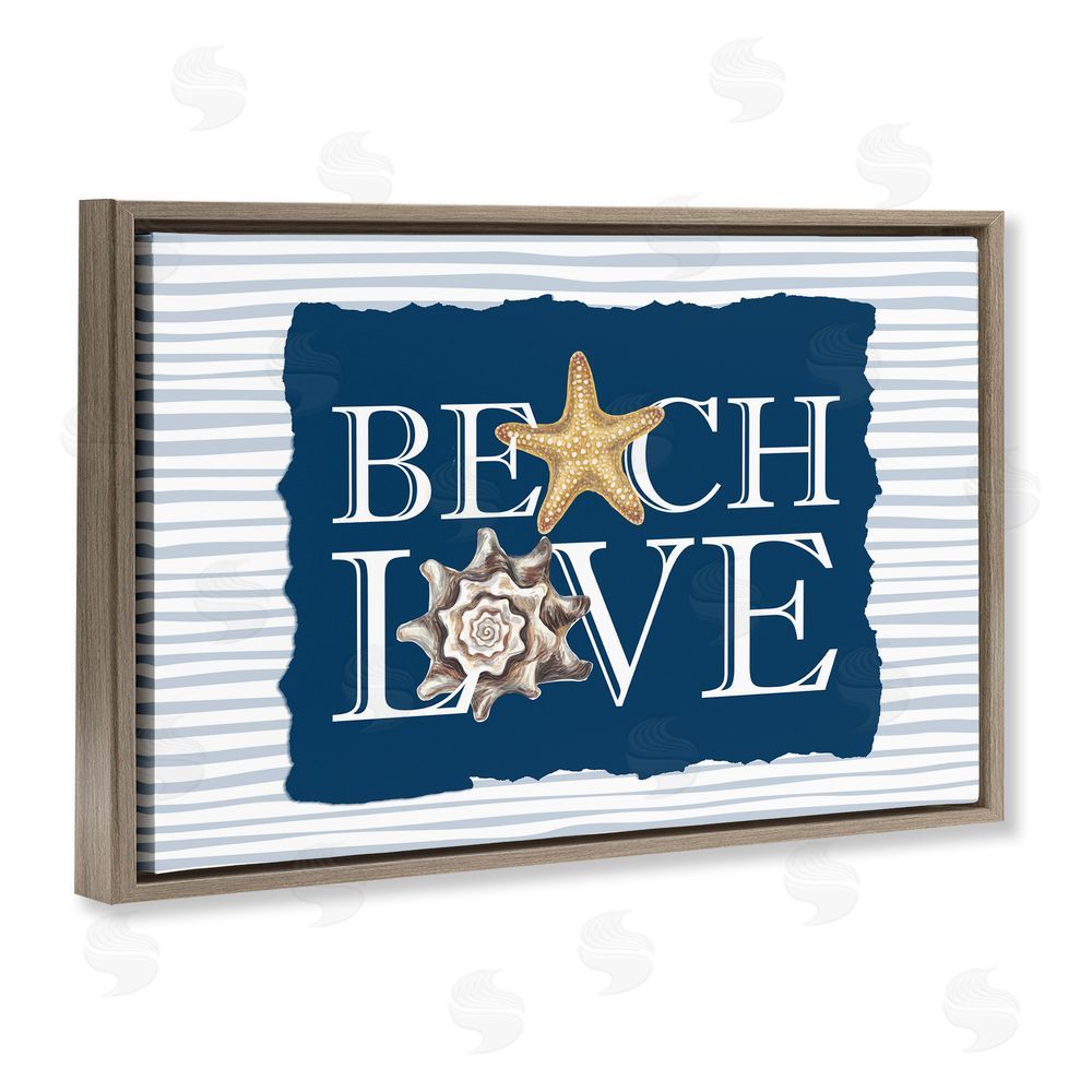 Kim Allen Beach Love Seashells Brown Floating Frame Canvas Wall Art Print