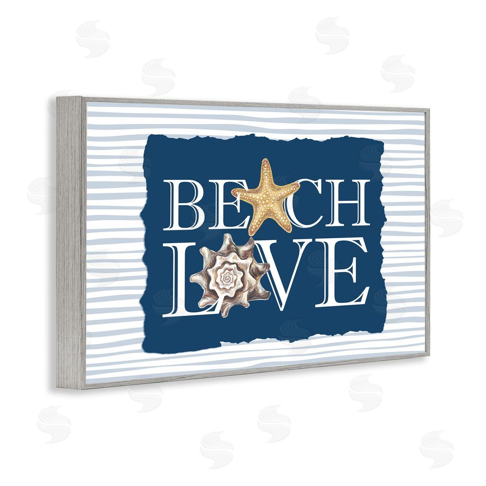 Kim Allen Beach Love Seashells Gray Framed Giclee Wall Art Print