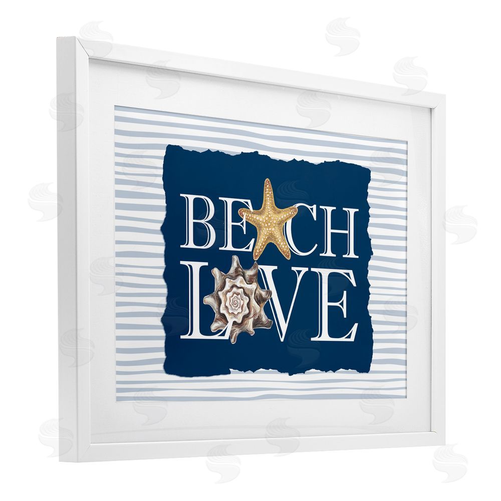 Kim Allen Beach Love Seashells White Framed Print Under Glass Wall Art