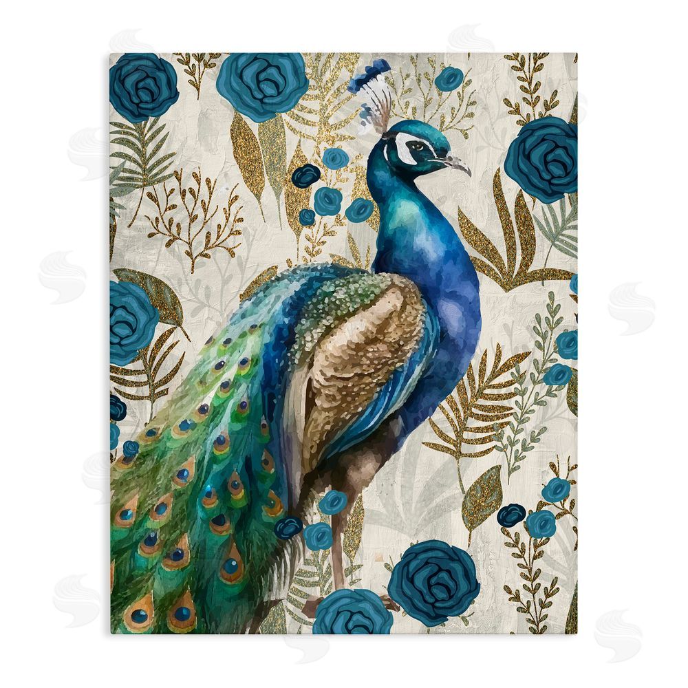 Kim Allen Peacock Pride Botanicals Stretched Canvas Wall Art Print