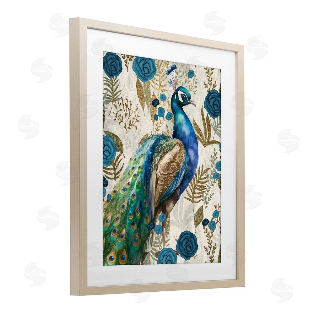 Kim Allen Peacock Pride Botanicals Brown Framed Print Under Glass Wall Art