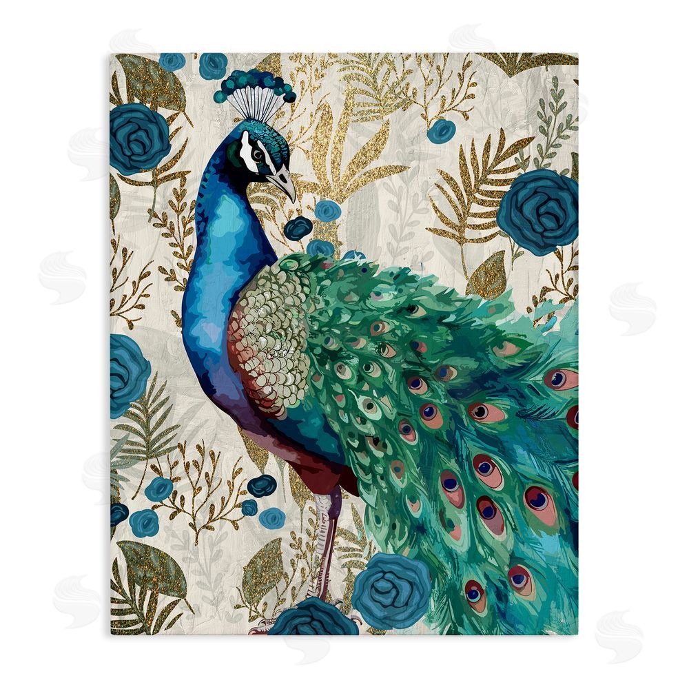 Kim Allen Rococo Peacock Pride Stretched Canvas Wall Art Print