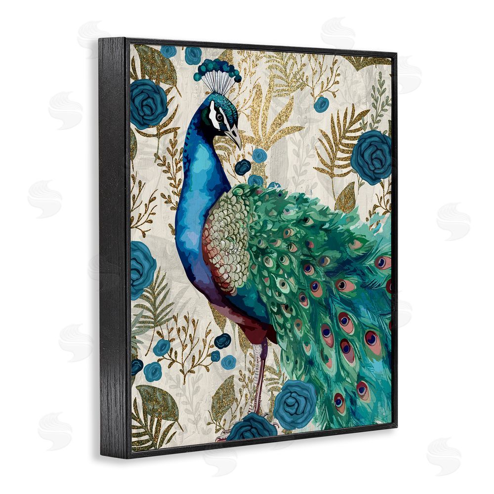 Kim Allen Rococo Peacock Pride Black Framed Giclee Wall Art Print