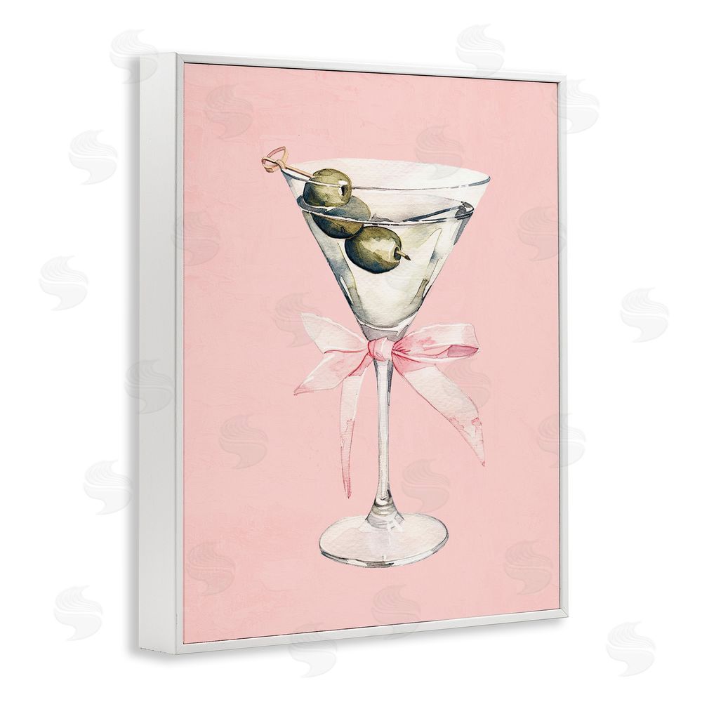 Kim Allen Martini with Pink Bow White Framed Giclee Wall Art Print