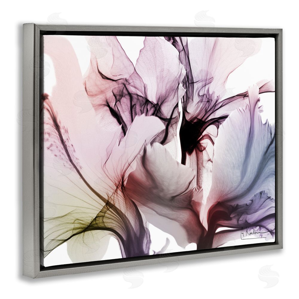 Albert Koetsier Brilliant Song Flower Petals Gray Floating Frame Canvas Wall Art Print