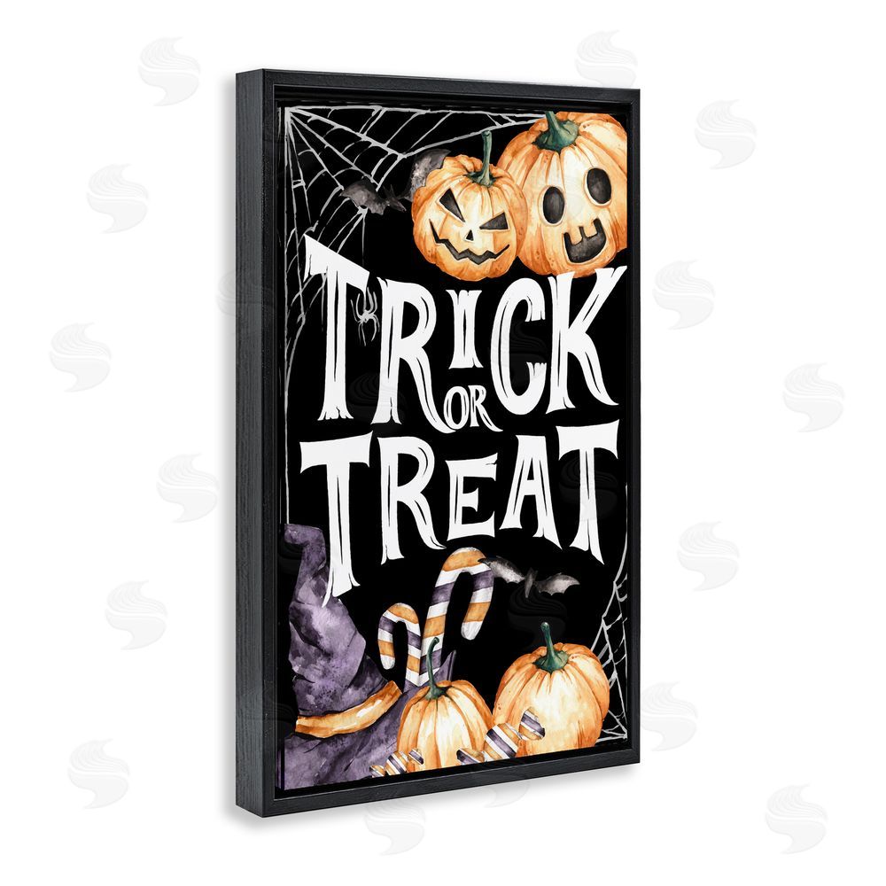 Kim Allen Trick Or Treat Creepy Traditions Black Floating Frame Canvas Wall Art Print