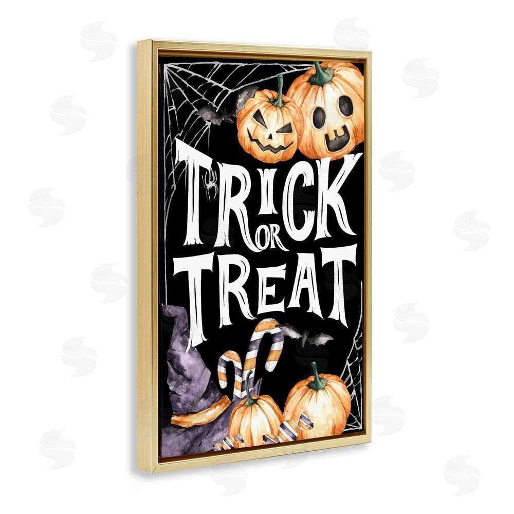 Kim Allen Trick Or Treat Creepy Traditions Gold Floating Frame Canvas Wall Art Print