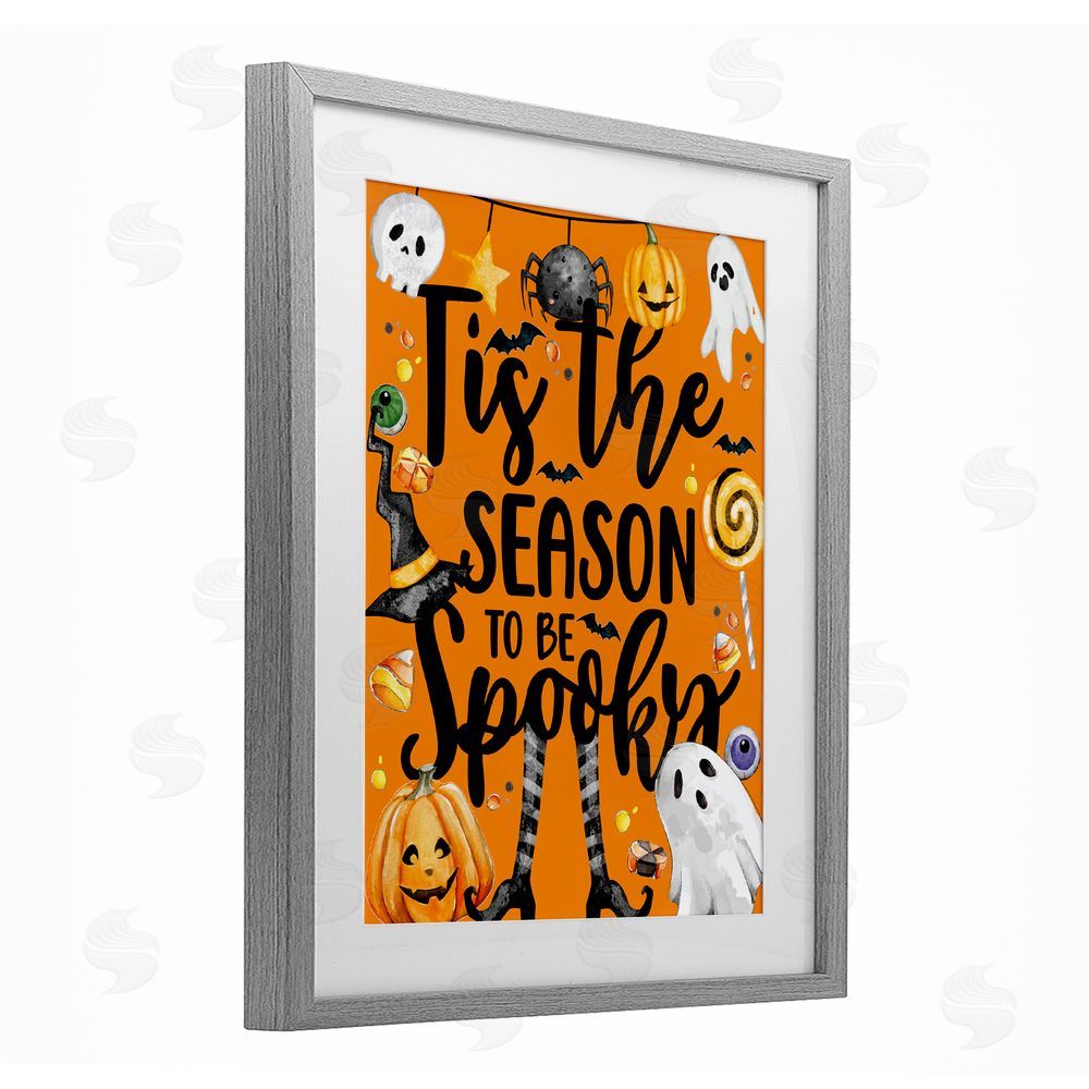 Kim Allen Tis The Spooky Season Gray Framed Print Under Glass with White Mat Wall Art