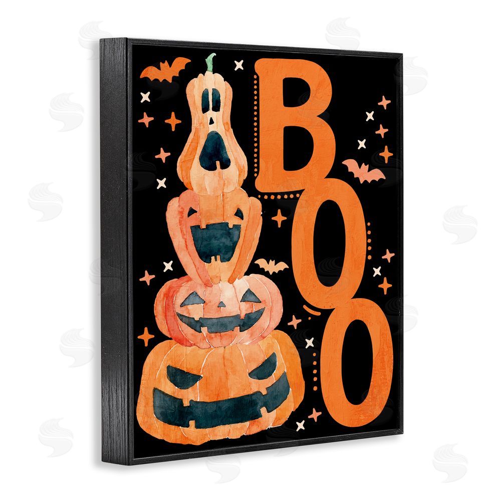 Kim Allen Boo with Whimsical Jack-o-Lanterns Black Framed Giclee Wall Art Print