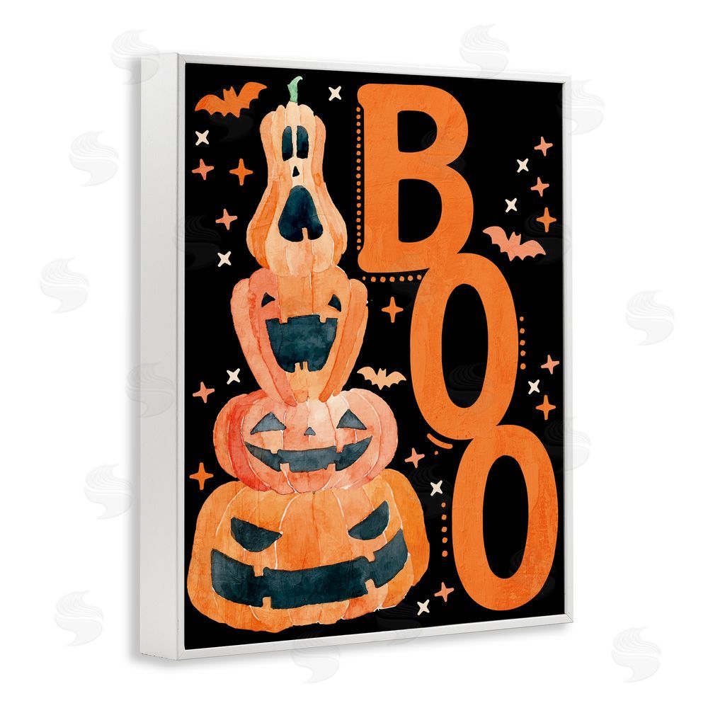 Kim Allen Boo with Whimsical Jack-o-Lanterns White Framed Giclee Wall Art Print