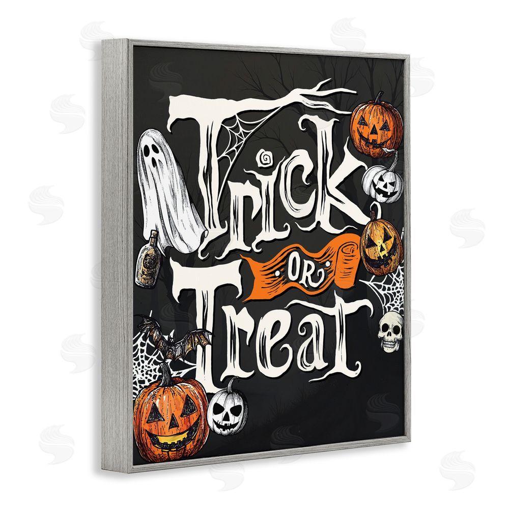 Kim Allen Trick Or Treat Vintage Traditions Gray Framed Giclee Wall Art Print