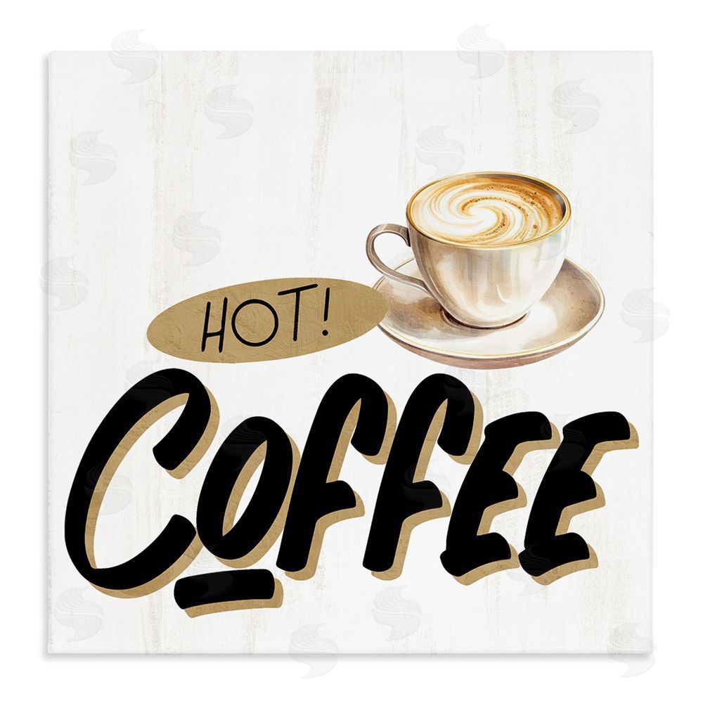Kim Allen Retro Fresh Hot Coffee Stretched Canvas Wall Art Print