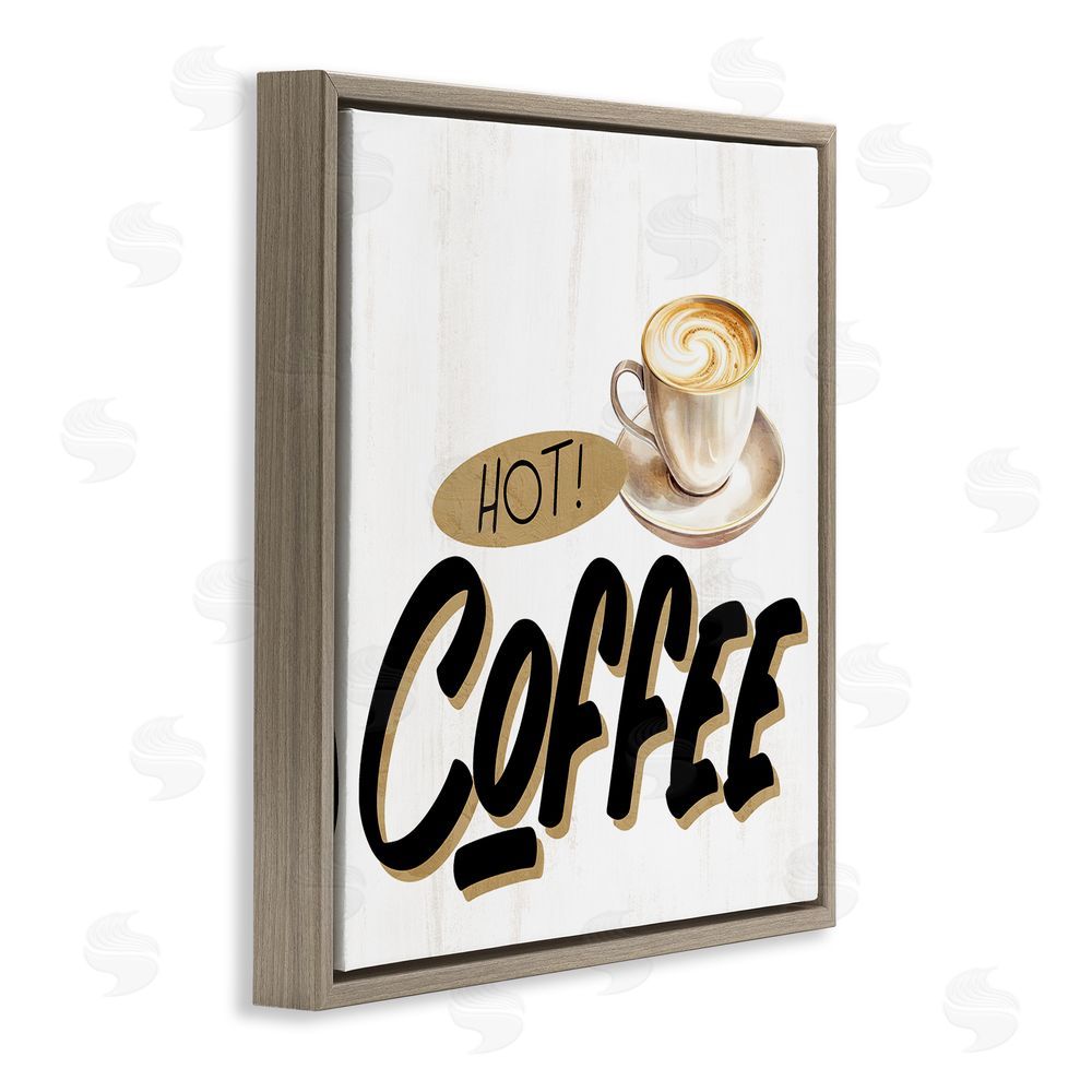 Kim Allen Retro Fresh Hot Coffee Brown Floating Frame Canvas Wall Art Print