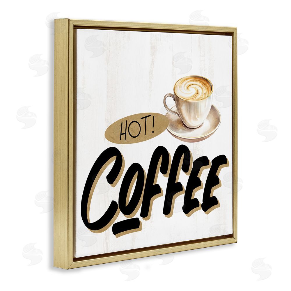 Kim Allen Retro Fresh Hot Coffee Gold Floating Frame Canvas Wall Art Print