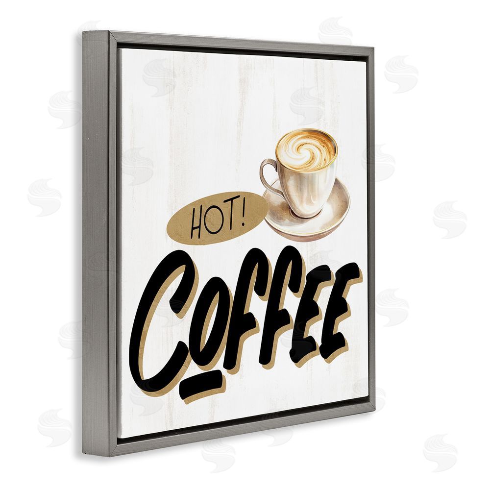 Kim Allen Retro Fresh Hot Coffee Gray Floating Frame Canvas Wall Art Print