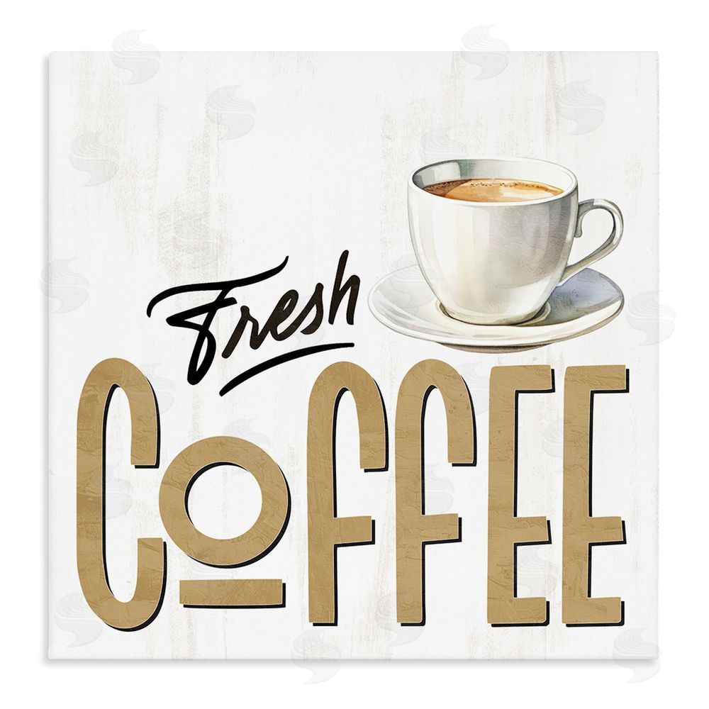 Kim Allen Fresh Hot Coffee Stretched Canvas Wall Art Print