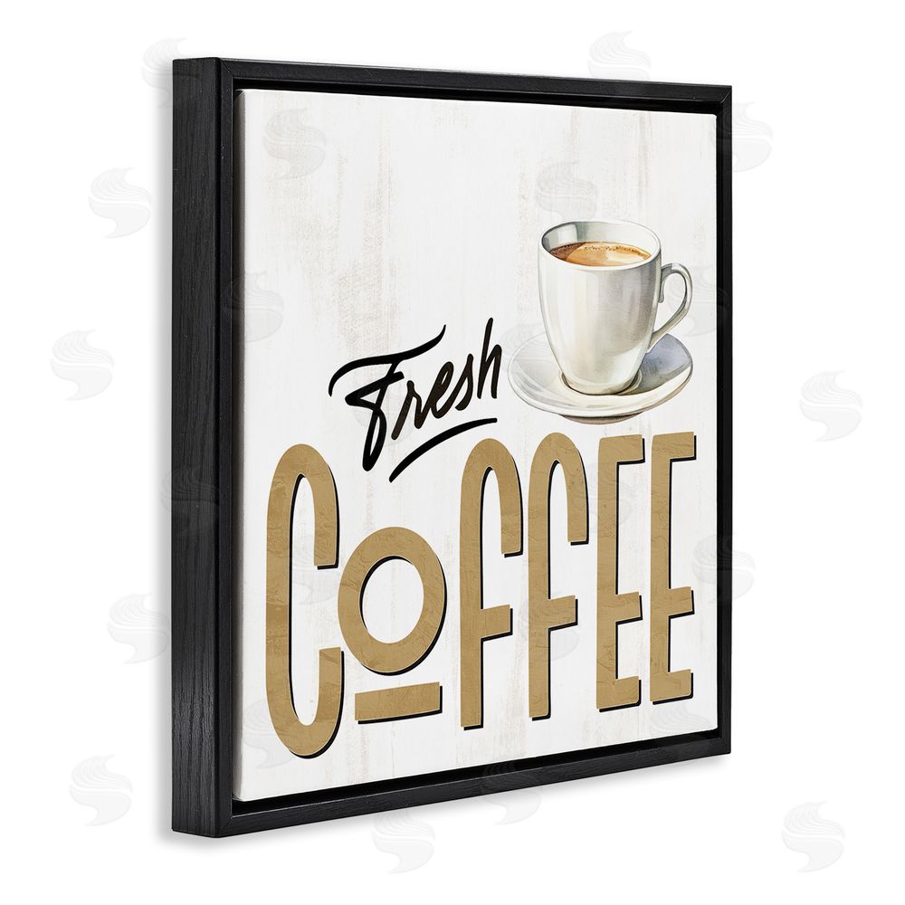 Kim Allen Fresh Hot Coffee Black Floating Frame Canvas Wall Art Print