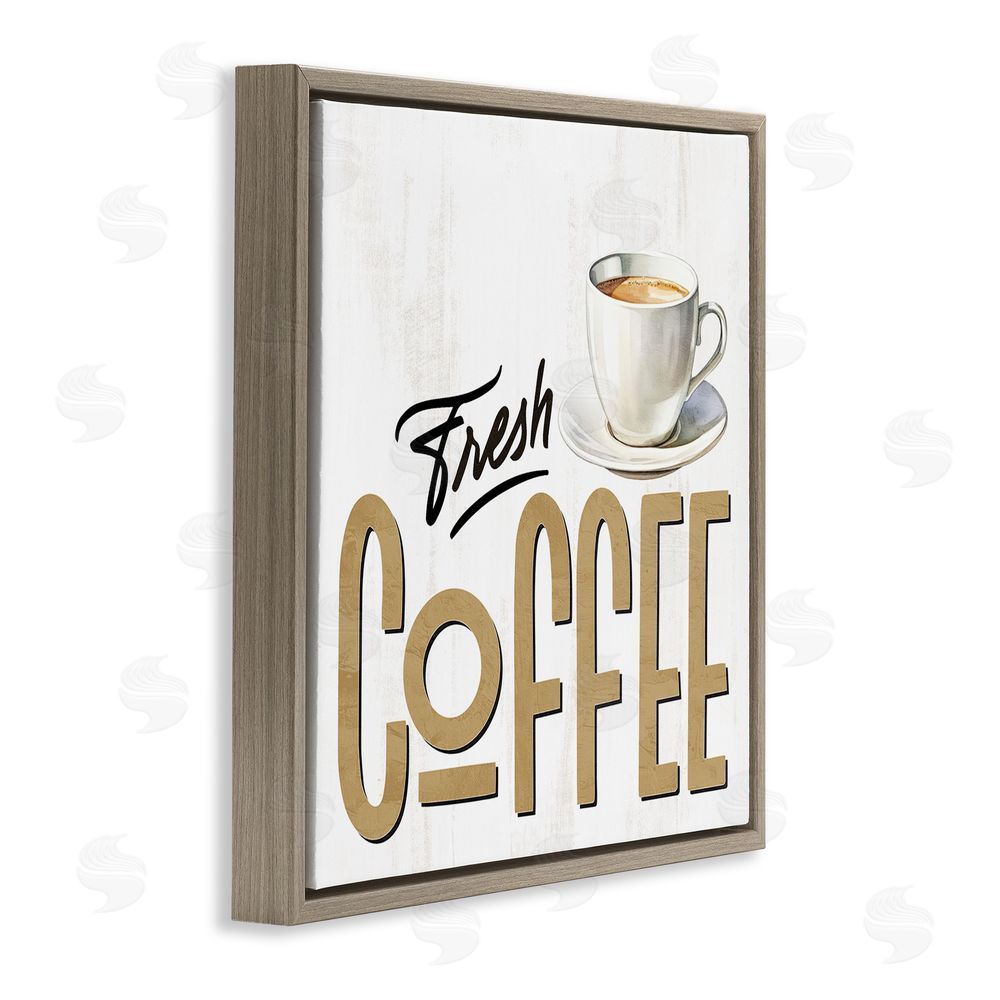 Kim Allen Fresh Hot Coffee Brown Floating Frame Canvas Wall Art Print