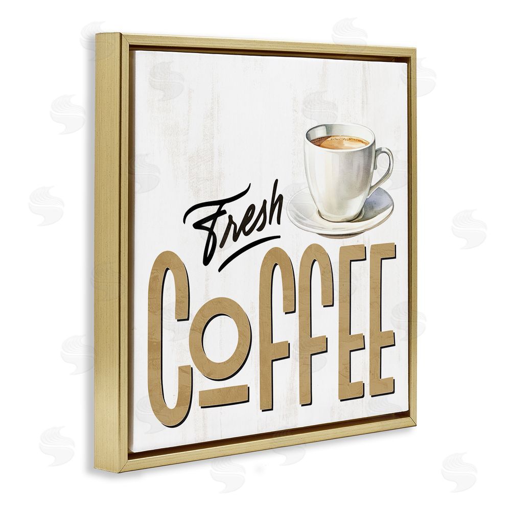Kim Allen Fresh Hot Coffee Gold Floating Frame Canvas Wall Art Print