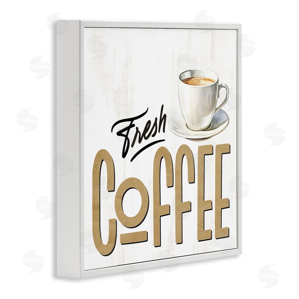 Kim Allen Fresh Hot Coffee White Framed Giclee Wall Art Print