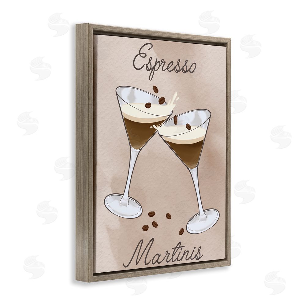 Marcus Prime Cheers Espresso Martinis Brown Floating Frame Canvas Wall Art Print
