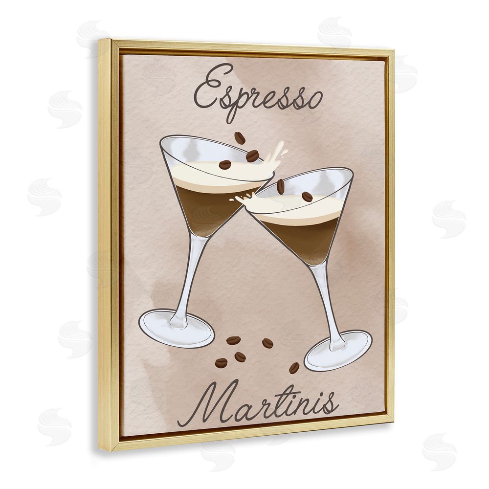 Marcus Prime Cheers Espresso Martinis Gold Floating Frame Canvas Wall Art Print