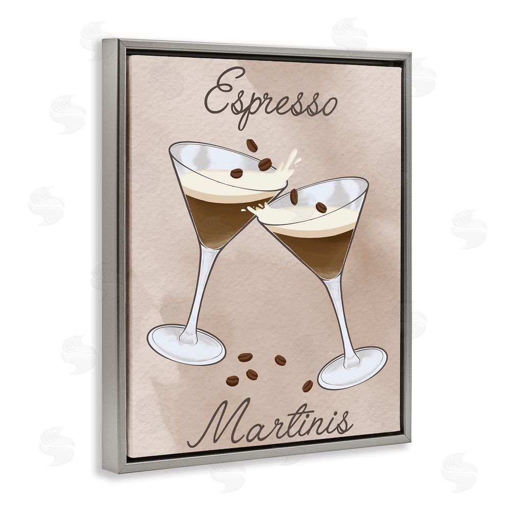 Marcus Prime Cheers Espresso Martinis Gray Floating Frame Canvas Wall Art Print