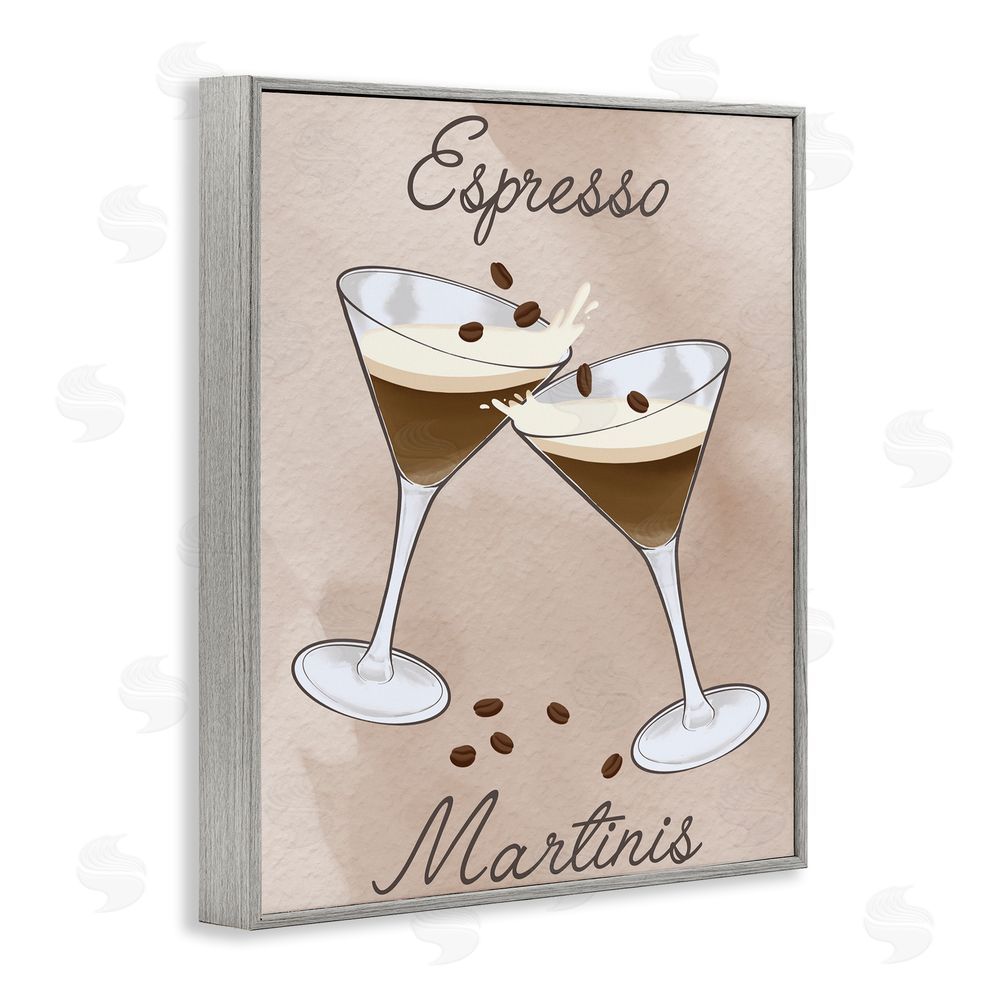 Marcus Prime Cheers Espresso Martinis Gray Framed Giclee Wall Art Print
