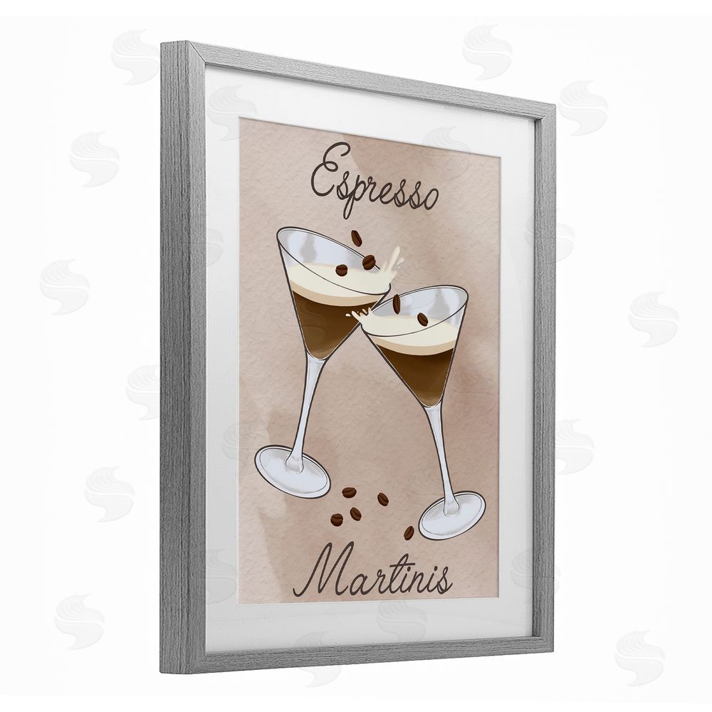 Marcus Prime Cheers Espresso Martinis Gray Framed Print Under Glass Wall Art